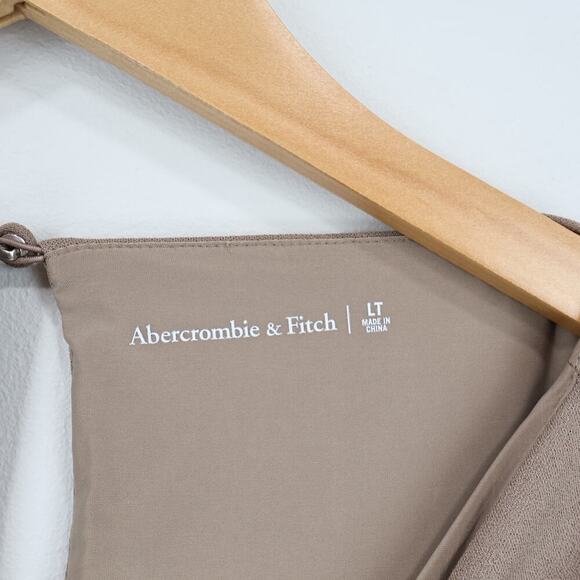 Abercrombie & Fitch Stretch Side Cinch Ruched Taupe Mini Dress Size Large Tall - Picture 4 of 7